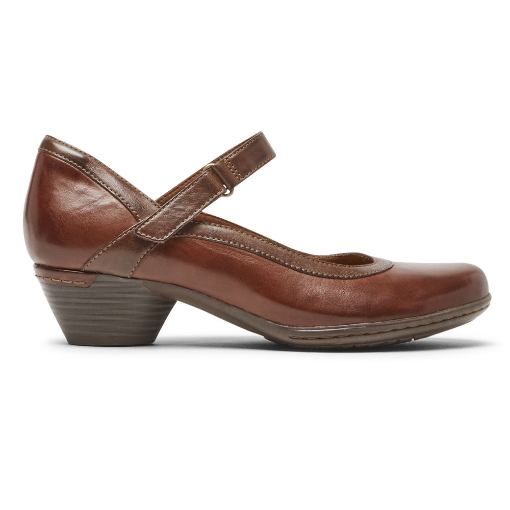 Rockport Womens Flats Brown - Cobb Hill Laurel Mary Jane - UK 542-PAIHSY